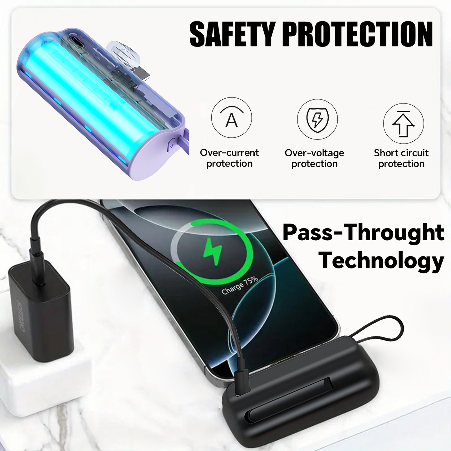 Capsule Power Bank⚡Hands-free cell phone charging power supply