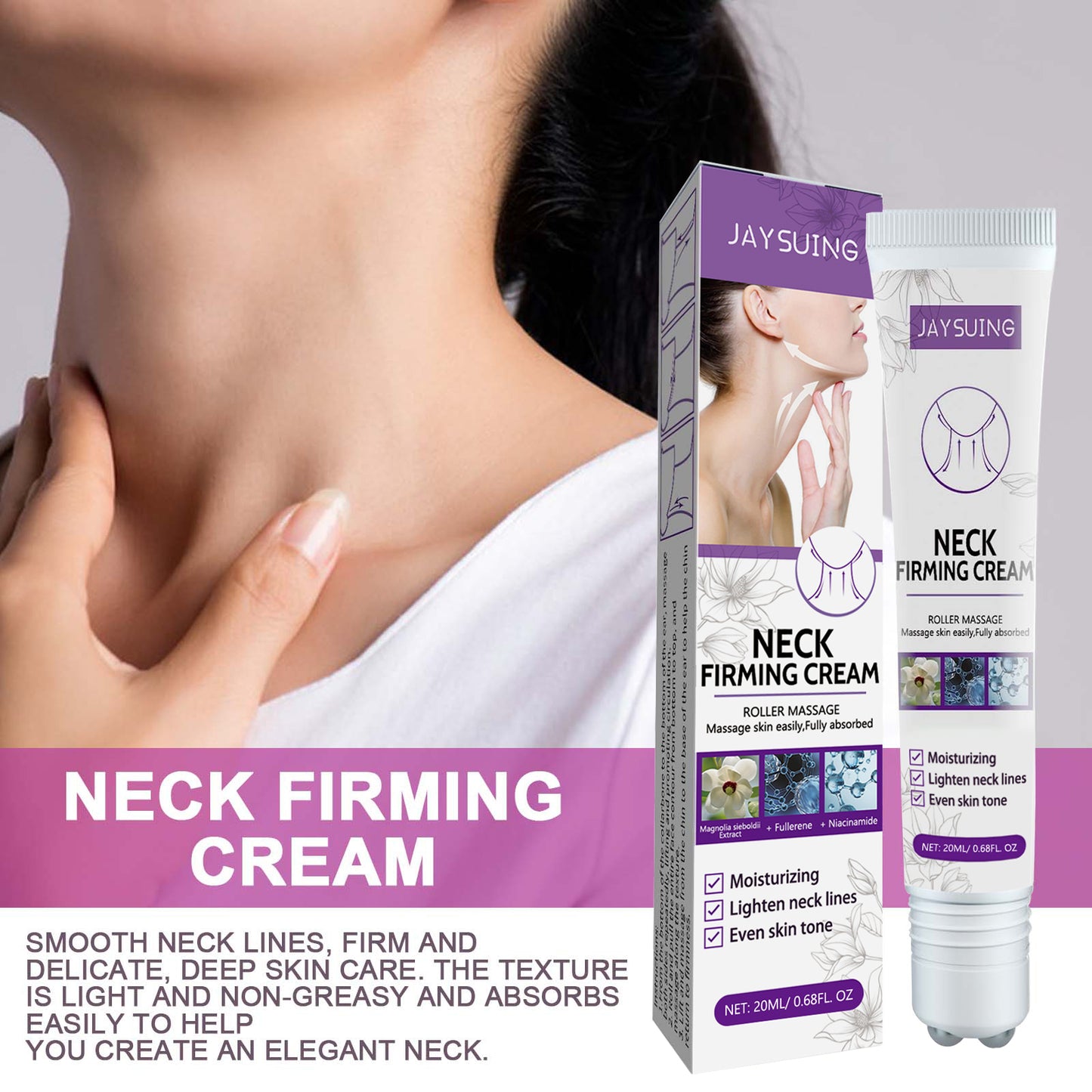 💎Neck Firming Cream-Roller Massage,Massage Skin Easily,Fully Absorbed