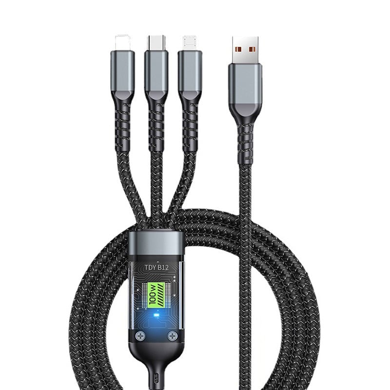 🔥3-in-1 Visual Smart Chip Data Cable⚡100W Super Fast Charge