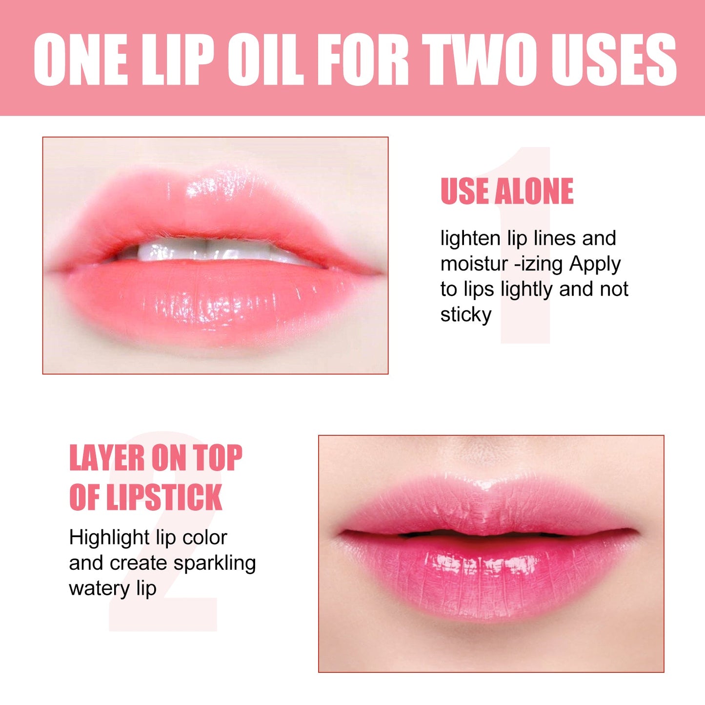 🍓Deep Moist Water Light Glass Lip Gloss Oil Lip