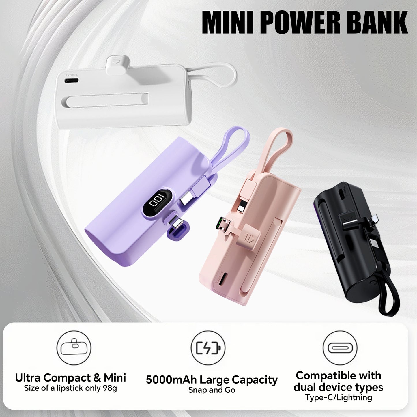 Capsule Power Bank⚡Hands-free cell phone charging power supply