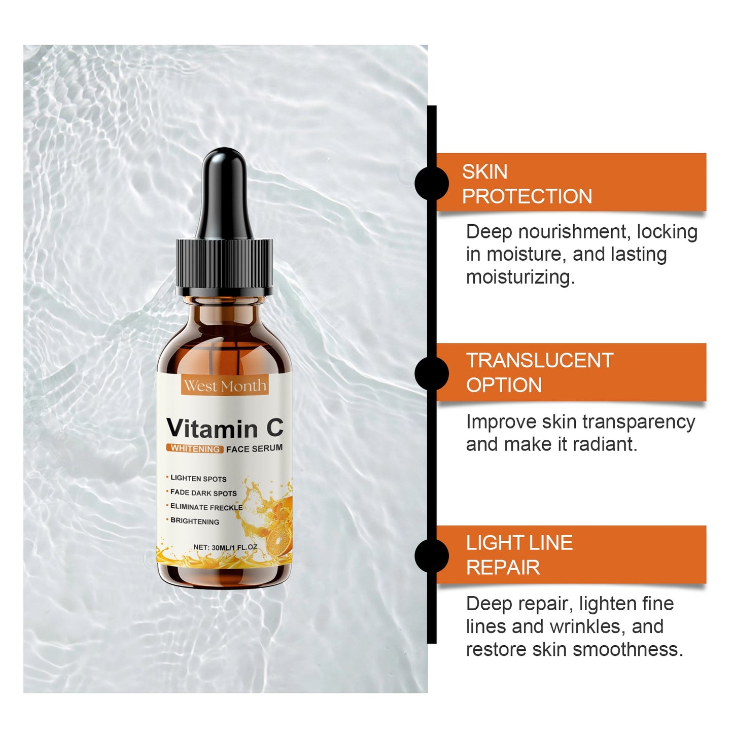 Vitamin C Whitening Facial Serum with Hyaluronic Acid 🍋💧