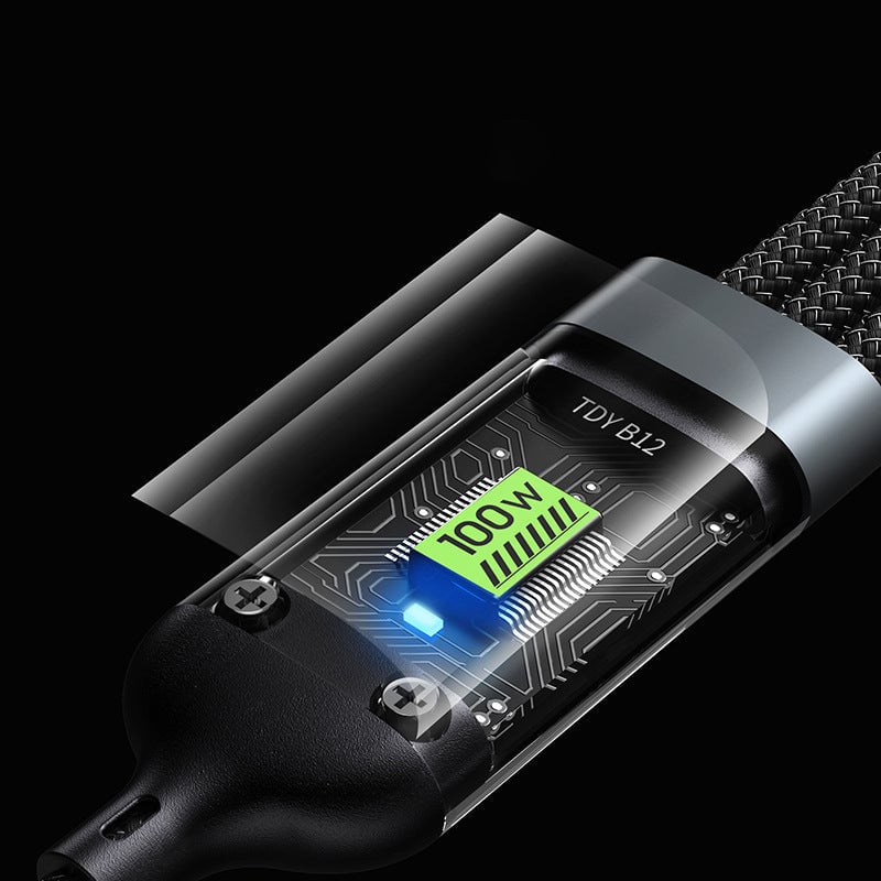 🔥3-in-1 Visual Smart Chip Data Cable⚡100W Super Fast Charge