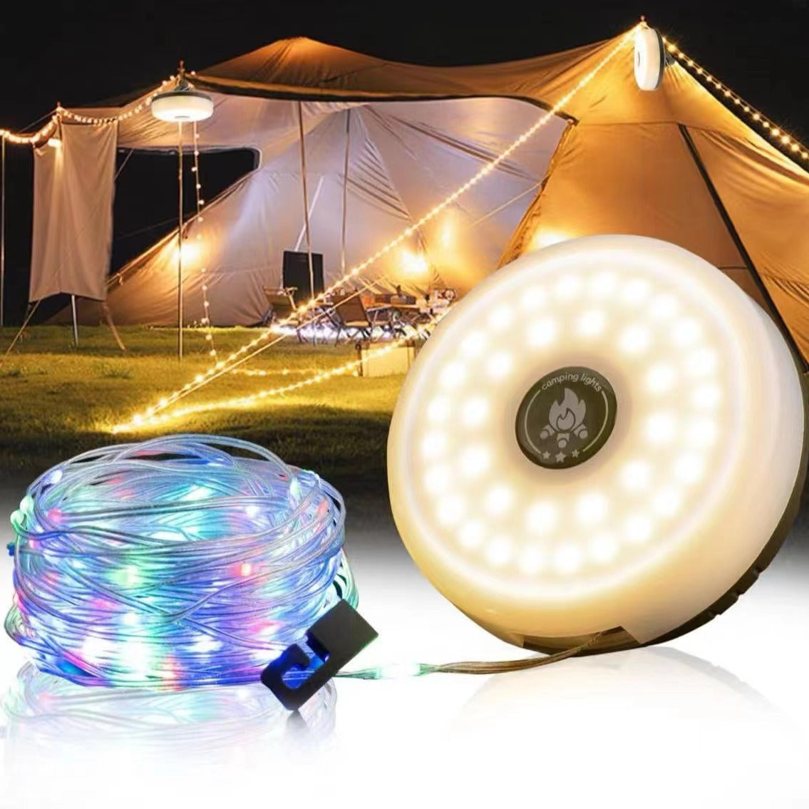 Last Day 50% OFF 🔥💥 4 in 1 —— Camping String lights 33ft 🏕️✨